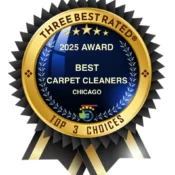 ThreeBest Rated 2025 Award ribbon recognizing Carpet Cleaning Group as one of the Best Carpet Cleaners in Chicago — Top 3 Choices