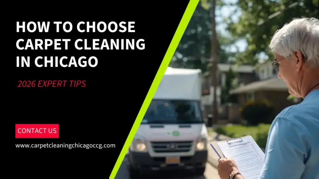A homeowner learning how to choose carpet cleaning in Chicago services.