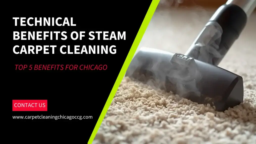 Close up of the technical benefits of steam carpet cleaning in a residential home.