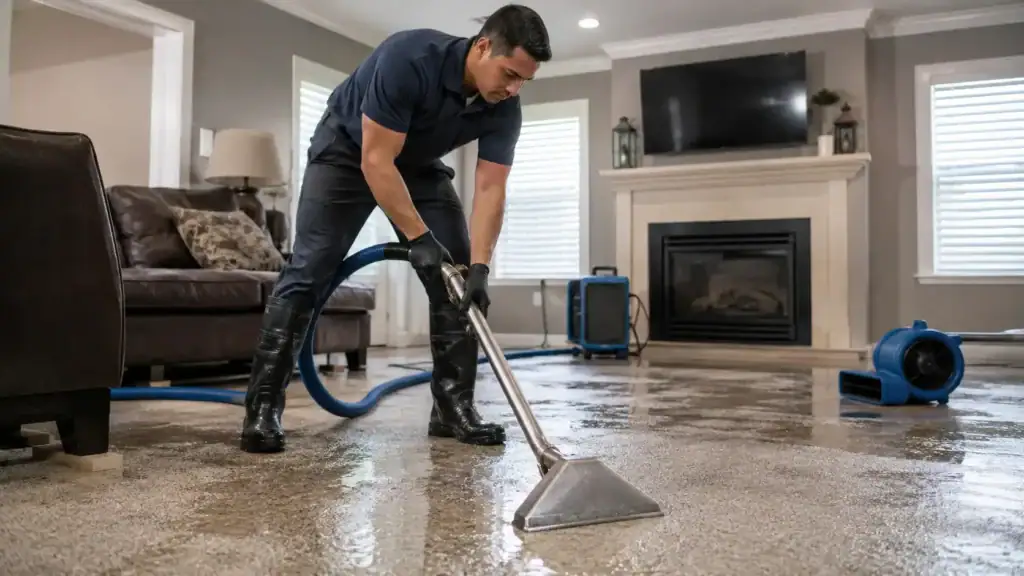 Emergency extraction for flooded carpet in Chicago home