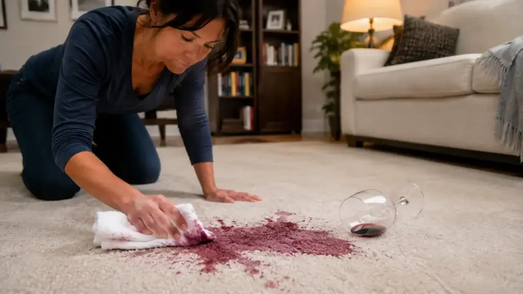 Removing a red wine stain from carpet in a Chicago home